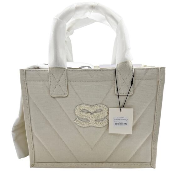 NWT Sandro Kabash Quilted Tote Bag Ecru White Medium Designer Bag - Picture 4 of 12